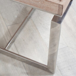 Pacific Lifestyle Antique Mango Wood Square Side Table With Silver Steel Frame And Lipped Top 46Cm, Evelyn - thumbnail 4