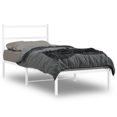 Berkfield Metal Bed Frame Without Mattress With Headboard White 90X190Cm - image 1