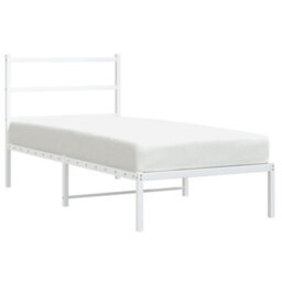 Berkfield Metal Bed Frame Without Mattress With Headboard White 90X190Cm - thumbnail 2