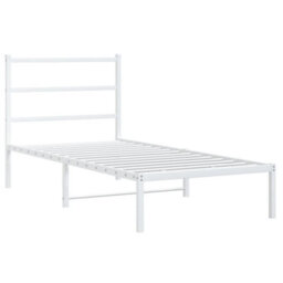 Berkfield Metal Bed Frame Without Mattress With Headboard White 90X190Cm - thumbnail 3