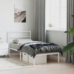 Berkfield Metal Bed Frame Without Mattress With Headboard White 90X190Cm - thumbnail 4