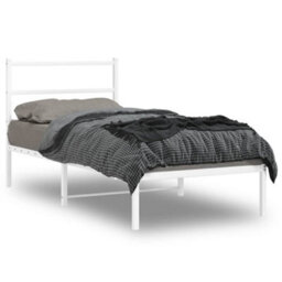 Berkfield Metal Bed Frame Without Mattress With Headboard White 90X190Cm - thumbnail 1