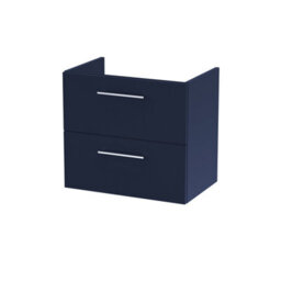 Nuie Hudson Reed Athena Wall Hung Vanity Unit, Durable Soft Close 2-Door, Modern Bathroom Cabinet Storage In Midnight Blue, 600mm - thumbnail 1