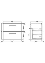 Nuie Hudson Reed Athena Wall Hung Vanity Unit, Durable Soft Close 2-Door, Modern Bathroom Cabinet Storage In Midnight Blue, 600mm - thumbnail 2