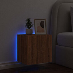 Walplus Tv Wall Cabinet With Led Lights Brown Oak 40.5X35X40 Cm - thumbnail 4