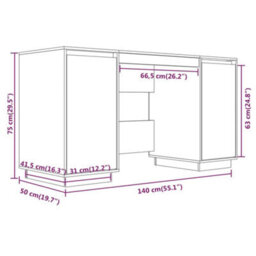 Vidaxl Desk White 140X50X75 Cm Solid Wood Pine Desks - thumbnail 9