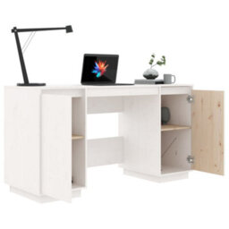 Vidaxl Desk White 140X50X75 Cm Solid Wood Pine Desks - thumbnail 4
