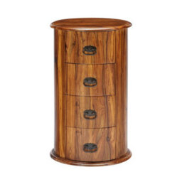 Buttercup Farm 4 Drawer Drum Chest - Sheesham Wood - L45 X W45 X H70 Cm - Honey Dark Finish