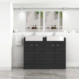 Royal Bathrooms Elena 1200mm Floor Standing Bathroom Vanity Unit Hale Black 4 Door With Semi Recessed Double Basin Sink - thumbnail 4