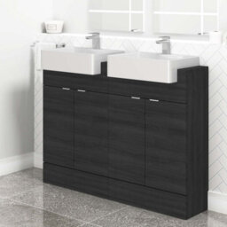 Royal Bathrooms Elena 1200mm Floor Standing Bathroom Vanity Unit Hale Black 4 Door With Semi Recessed Double Basin Sink - thumbnail 5