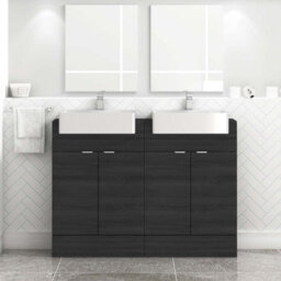 Royal Bathrooms Elena 1200mm Floor Standing Bathroom Vanity Unit Hale Black 4 Door With Semi Recessed Double Basin Sink - thumbnail 1