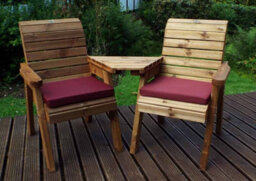 Charles Taylor Trading Twin Companion Set Angled With Cushions - W180 X D90 X H98 - Fully Assembled - Burgundy - thumbnail 2