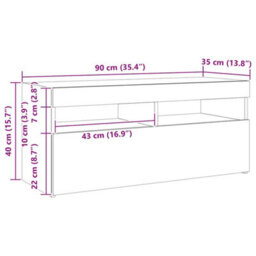 Vidaxl Tv Cabinet With Led Lights Concrete Grey 90X35X40 Cm Tv Cabinets - thumbnail 3