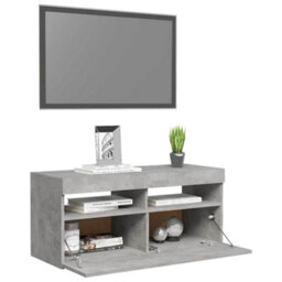 Vidaxl Tv Cabinet With Led Lights Concrete Grey 90X35X40 Cm Tv Cabinets - thumbnail 6