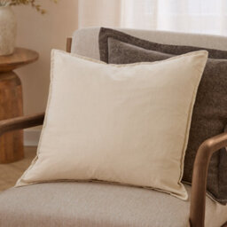 Yard Slub Cotton Polyester Filled Cushion, Linen White, 50 X 50Cm