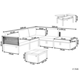 Beliani Garden Corner Sofa With Table 6 Seater Forano Metal Grey - thumbnail 3