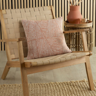 Appletree Myan Woven Geometric Mosaic Design Terracotta Filled Cushion - image 1