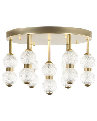 Wyld and Coco Round Pendant Ceiling Light Gold Metal Frame With Clear Glass Shade Led 3000K, 40Cm - image 1