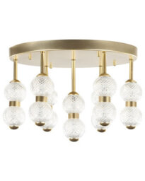 Wyld and Coco Round Pendant Ceiling Light Gold Metal Frame With Clear Glass Shade Led 3000K, 40Cm - thumbnail 1
