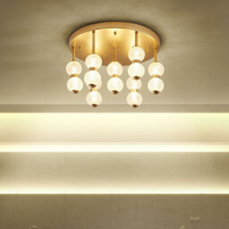 Wyld and Coco Round Pendant Ceiling Light Gold Metal Frame With Clear Glass Shade Led 3000K, 40Cm - thumbnail 2