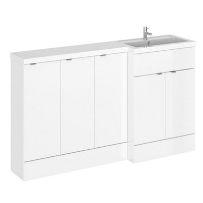 Hudson Reed Fusion 1505mm Right-Hand Freestanding Vanity Unit With Polymarble Basin, Gloss White - image 1
