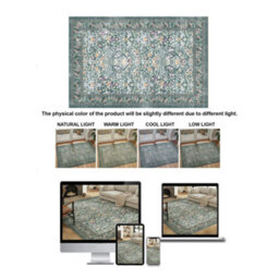 Decoranddecor Rug, Washable Rugs, Kitchen Rugs, Bath Mats, 60X90Cm, Non-Slip, Pet Friendly, Low Pile, Floral Rug - Zafira - thumbnail 4