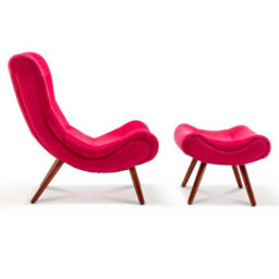 Velvet Pink Katia Accent Chair With Footstool - thumbnail 7