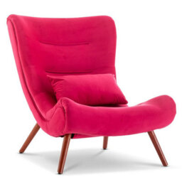 Velvet Pink Katia Accent Chair With Footstool - thumbnail 3
