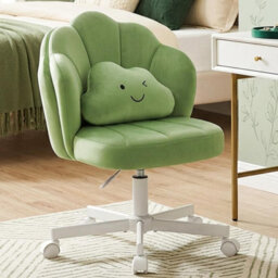 Gtplayer Office Desk Chair Makeup Vanity Chair Swivel Armless Height Adjustable Bedroom Dressing Table Chairs, Teddy, Green