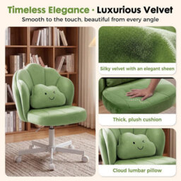 Gtplayer Office Desk Chair Makeup Vanity Chair Swivel Armless Height Adjustable Bedroom Dressing Table Chairs, Teddy, Green - thumbnail 4