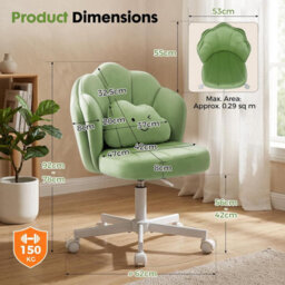 Gtplayer Office Desk Chair Makeup Vanity Chair Swivel Armless Height Adjustable Bedroom Dressing Table Chairs, Teddy, Green - thumbnail 3