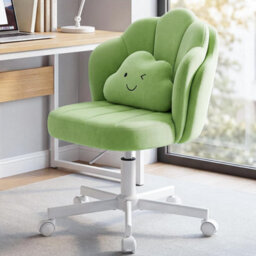 Gtplayer Office Desk Chair Makeup Vanity Chair Swivel Armless Height Adjustable Bedroom Dressing Table Chairs, Teddy, Green - thumbnail 9
