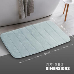 Keplin 50X80Cm Memory Foam Bath Mat Ultra Soft, Highly Absorbent, Non Slip, Machine Washable, Light Blue - thumbnail 2