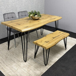 Kosy Koala Modern Dining Table Set With Bench And 2 Grey Velvet Chairs Kitchen Dining Room Furniture
