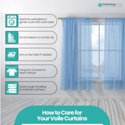 "Neel Blue Voile Curtains Slot Top, 2 Curtains, Sky Blue - 56"" Width X 54"" Drop" - thumbnail 3