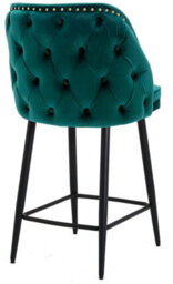 Lamboro Mayfair Velvet Kitchen Bar Stool, Extra Padded Seat, Powder Coated Black Legs & Footrest, Home & Breakfast Barstool, Sage Green - thumbnail 8
