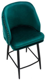 Lamboro Mayfair Velvet Kitchen Bar Stool, Extra Padded Seat, Powder Coated Black Legs & Footrest, Home & Breakfast Barstool, Sage Green - thumbnail 7