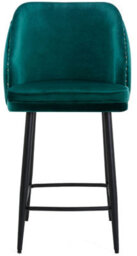 Lamboro Mayfair Velvet Kitchen Bar Stool, Extra Padded Seat, Powder Coated Black Legs & Footrest, Home & Breakfast Barstool, Sage Green - thumbnail 6