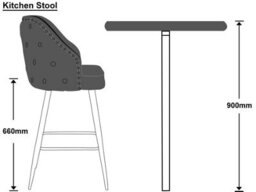 Lamboro Mayfair Velvet Kitchen Bar Stool, Extra Padded Seat, Powder Coated Black Legs & Footrest, Home & Breakfast Barstool, Sage Green - thumbnail 3
