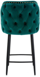 Lamboro Mayfair Velvet Kitchen Bar Stool, Extra Padded Seat, Powder Coated Black Legs & Footrest, Home & Breakfast Barstool, Sage Green - thumbnail 5