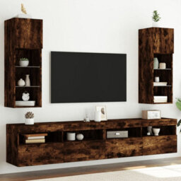 Walplus Tv Cabinets With Led Lights 2 Pcs Smoked Oak 30.5X30X90 Cm - thumbnail 1