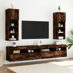 Walplus Tv Cabinets With Led Lights 2 Pcs Smoked Oak 30.5X30X90 Cm - thumbnail 3