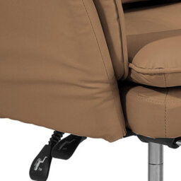 Khaki Reclining Office Chair Pu Leather Recline High Back Chair W/ Footrest - thumbnail 5