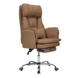Khaki Reclining Office Chair Pu Leather Recline High Back Chair W/ Footrest - thumbnail 3