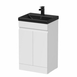 Affine 500mm Floorstanding Vanity Unit White Black Ceramic Basin Soft Close Doors - thumbnail 4