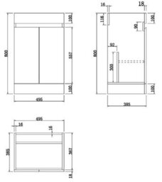 Affine 500mm Floorstanding Vanity Unit White Black Ceramic Basin Soft Close Doors - thumbnail 7