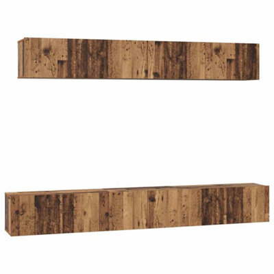 Berkfield Modern Tv Cabinet Set 5 Pcs Old Wood Medium Engineered Wood - image 1