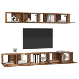 Berkfield Modern Tv Cabinet Set 5 Pcs Old Wood Medium Engineered Wood - thumbnail 3