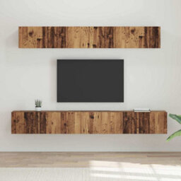 Berkfield Modern Tv Cabinet Set 5 Pcs Old Wood Medium Engineered Wood - thumbnail 2