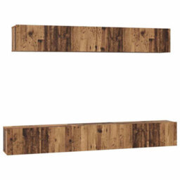 Berkfield Modern Tv Cabinet Set 5 Pcs Old Wood Medium Engineered Wood - thumbnail 1